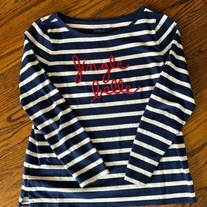 Talbots cotton long sleeved Jingle Belle embroidered tee